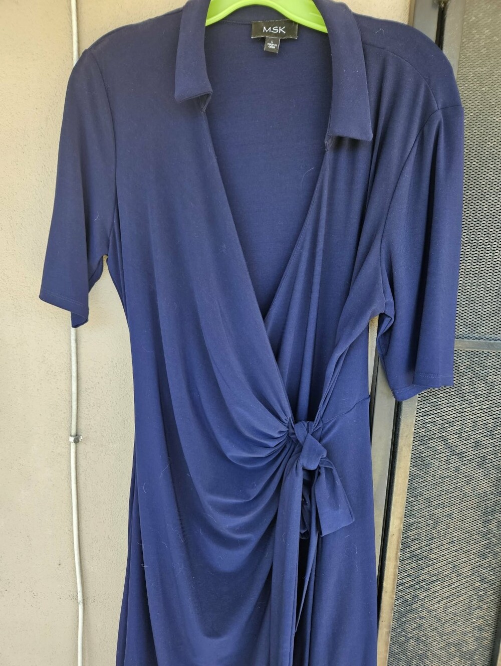 MSK Navy Wrap Tie-Front Midi Dress